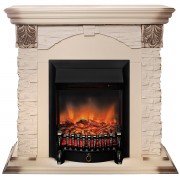 Электрокамин Dublin Lux WT с очагом Fobos Lux Black RC