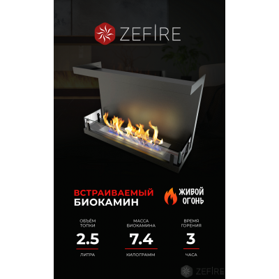 Встраиваемый биокамин ZeFire ТОРЦЕВОЙ STANDART 700 Встраиваемый биокамин ZeFire ТОРЦЕВОЙ STANDART 700