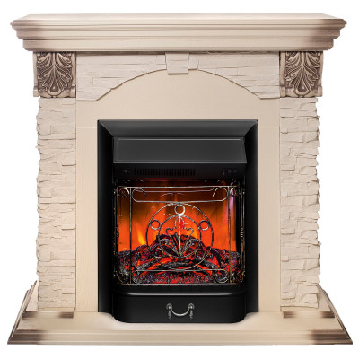 Электрокамин Dublin Lux WT с очагом Majestic Lux Black Электрокамин Dublin Lux WT с очагом Majestic Lux Black