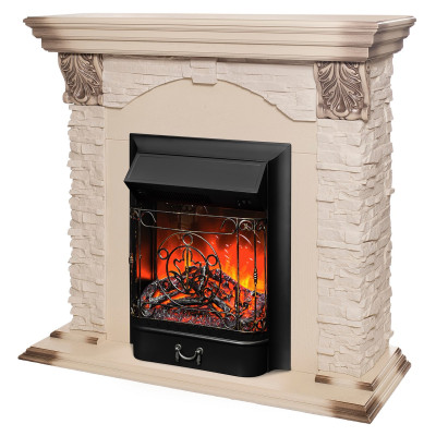 Электрокамин Dublin Lux WT с очагом Majestic Lux Black Электрокамин Dublin Lux WT с очагом Majestic Lux Black