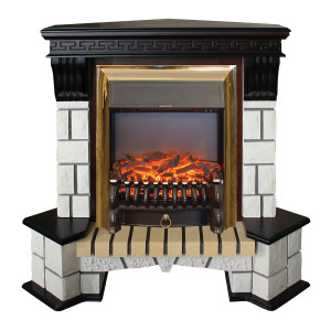Электрокамин Stone Corner STD AO с очагом Fobos Lux Brass купить Электрокамин Stone Corner STD AO с очагом Fobos Lux Brass