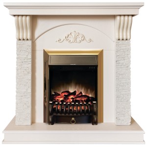 Электрокамин Corfino WT с очагом Fobos Lux Brass купить Электрокамин Corfino WT с очагом Fobos Lux Brass