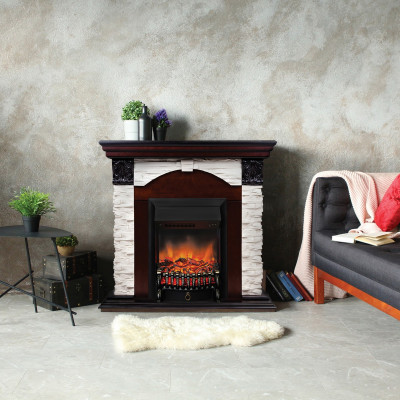Электрокамин Dublin Lux AO с очагом Fobos Lux Black Электрокамин Dublin Lux AO с очагом Fobos Lux Black