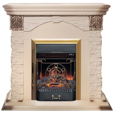Электрокамин Dublin Lux WT с очагом Majestic Lux Brass Электрокамин Dublin Lux WT с очагом Majestic Lux Brass
