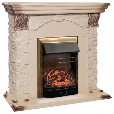 Электрокамин Dublin Lux WT с очагом Majestic Lux Brass Электрокамин Dublin Lux WT с очагом Majestic Lux Brass