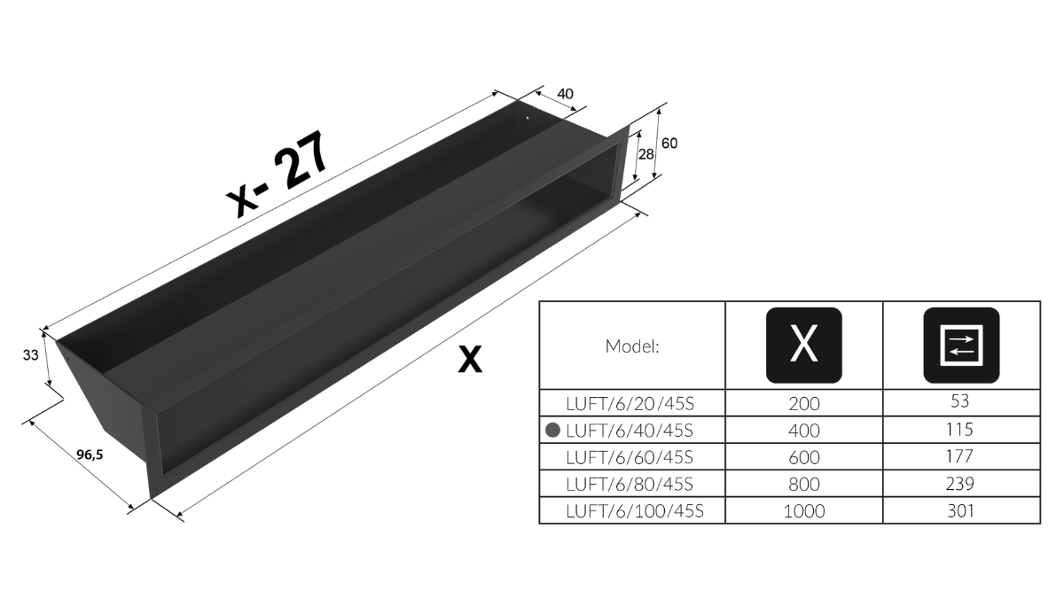Вентиляционное отверстие для камина Kratki LUFT 6x40 стальной Вентиляционное отверстие для камина Kratki LUFT 6x40 стальной